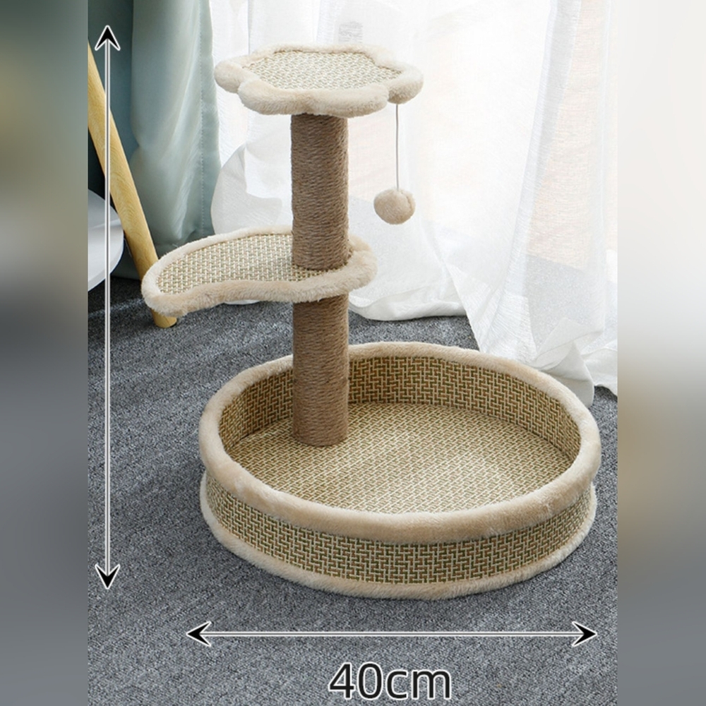 Cozy Cream Cat Scratcher and Play Tower